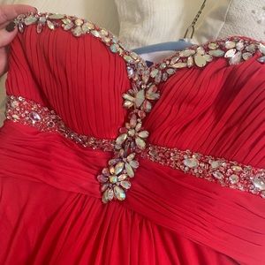 Red Embellished Formal Dress